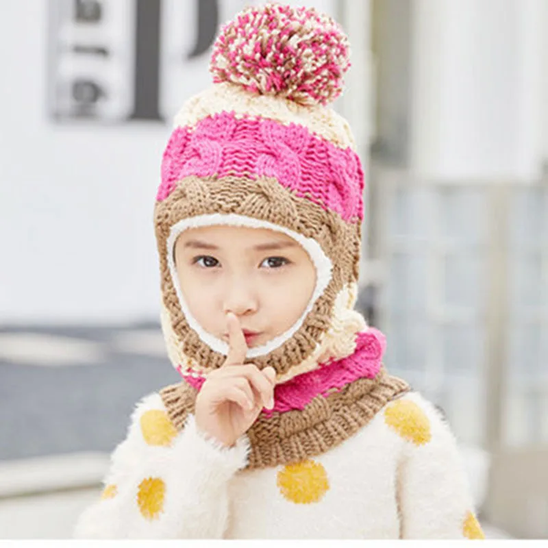 Pompom Copii Pălării De Iarnă Urechi Fete Baieti Copii De Cald Eșarfă Set Capace Bonetica Enfant Tricotate Pălărie Drăguț Cel Mai Frumos Cadou