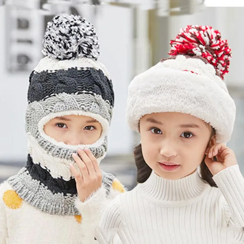 Pompom Copii Pălării De Iarnă Urechi Fete Baieti Copii De Cald Eșarfă Set Capace Bonetica Enfant Tricotate Pălărie Drăguț Cel Mai Frumos Cadou