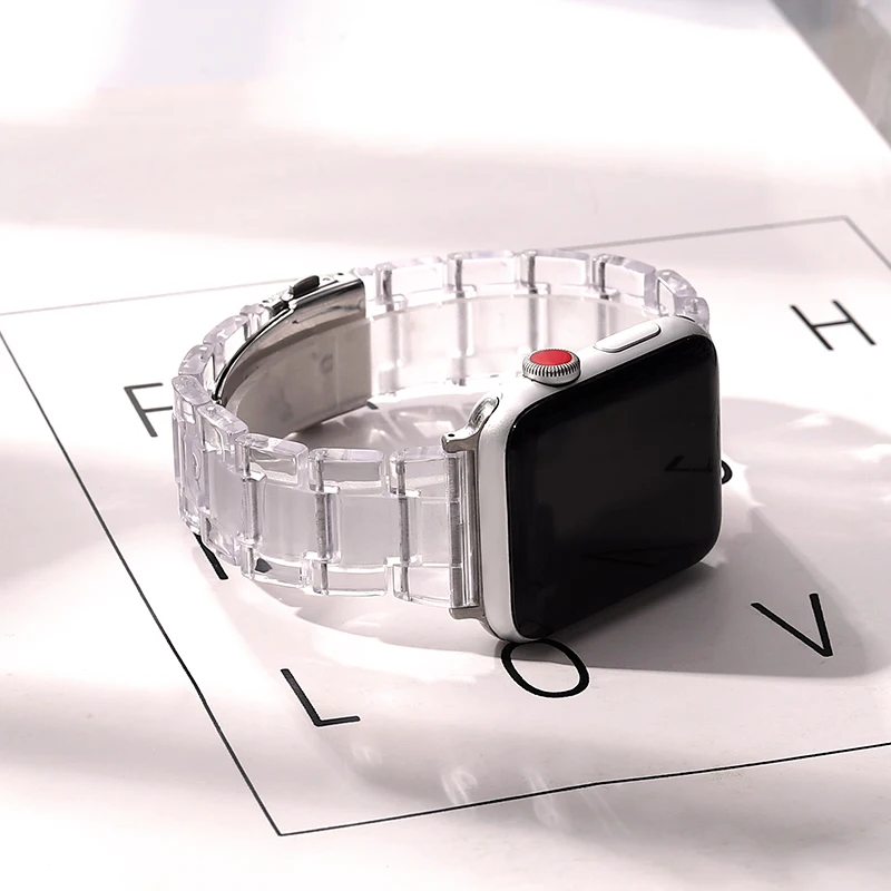Trupa brățară Pentru Apple Watch seria 123 42mm 38mm Excelent Rășină transparentă Curea pentru iwatch seria 4 5 40mm 44mm Accesorii