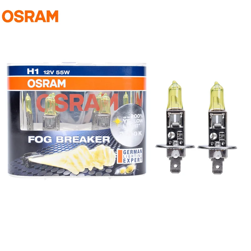 OSRAM H1 12V 55W 2600K 62150FBR Ceață Breaker Xenon Galben 200% Galben 60% Mai Luminos Auto cu Halogen Becuri OEM Pereche