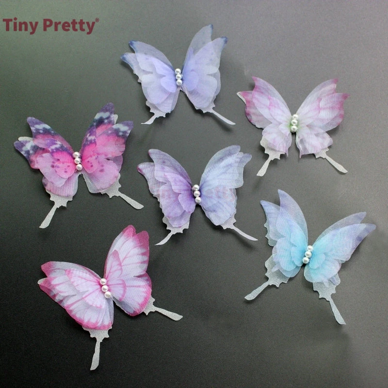 10BUC 4-strat Rândunicii Fluturi w/ Imitație de Perle lucrate Manual din Organza Fluture Accesorii pentru Nunta Nupțial Bijuterii de Păr