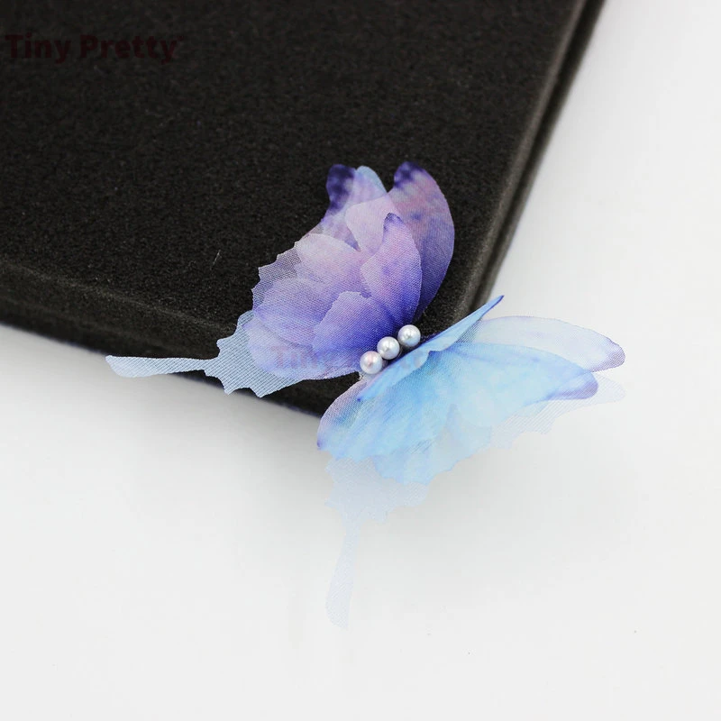 10BUC 4-strat Rândunicii Fluturi w/ Imitație de Perle lucrate Manual din Organza Fluture Accesorii pentru Nunta Nupțial Bijuterii de Păr