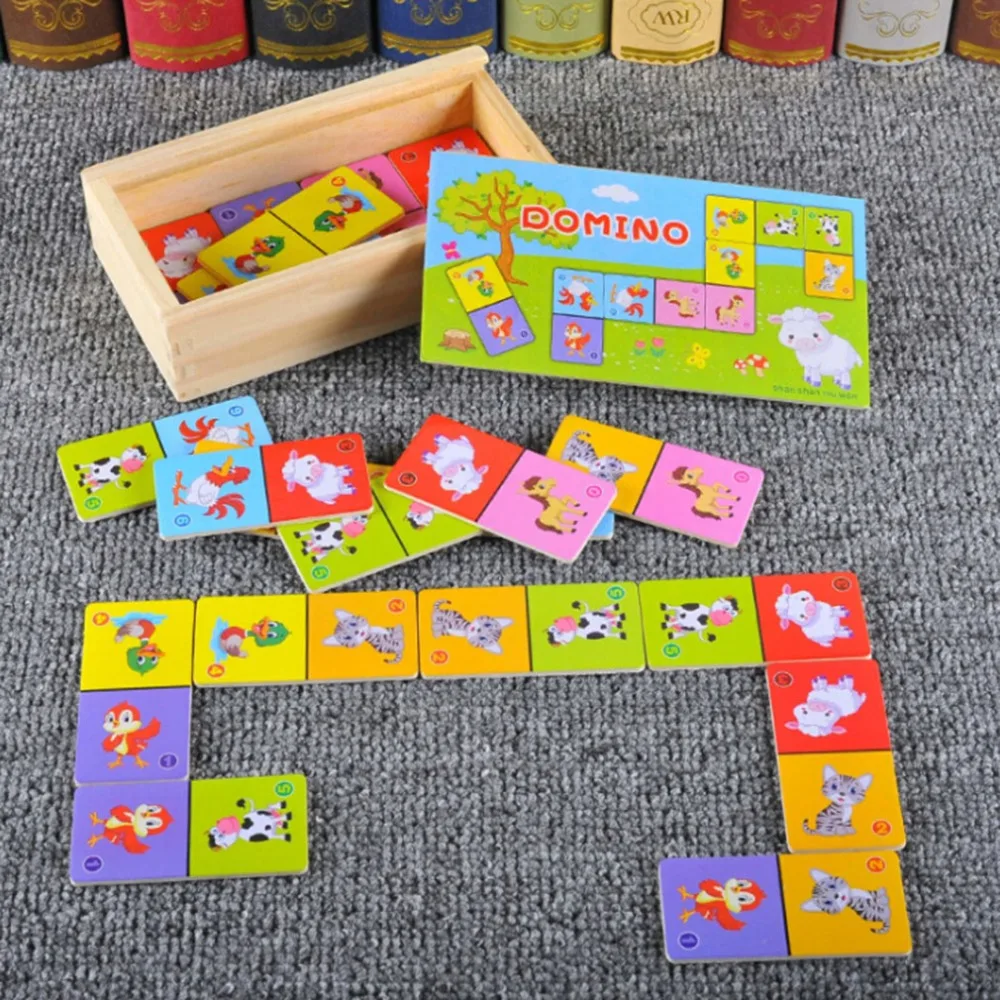 Cunoașterea Domino Montessori pentru Copii Jucarii din Lemn Tabla de Joc de Înaltă calitate pentru Copii Puzzle de Învățare Timpurie de Învățământ Puzzle Jucărie