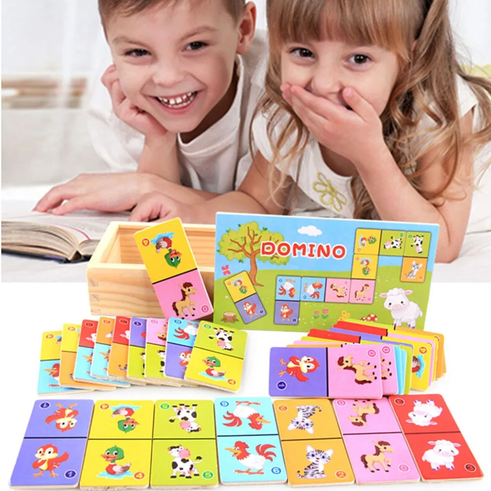 Cunoașterea Domino Montessori pentru Copii Jucarii din Lemn Tabla de Joc de Înaltă calitate pentru Copii Puzzle de Învățare Timpurie de Învățământ Puzzle Jucărie
