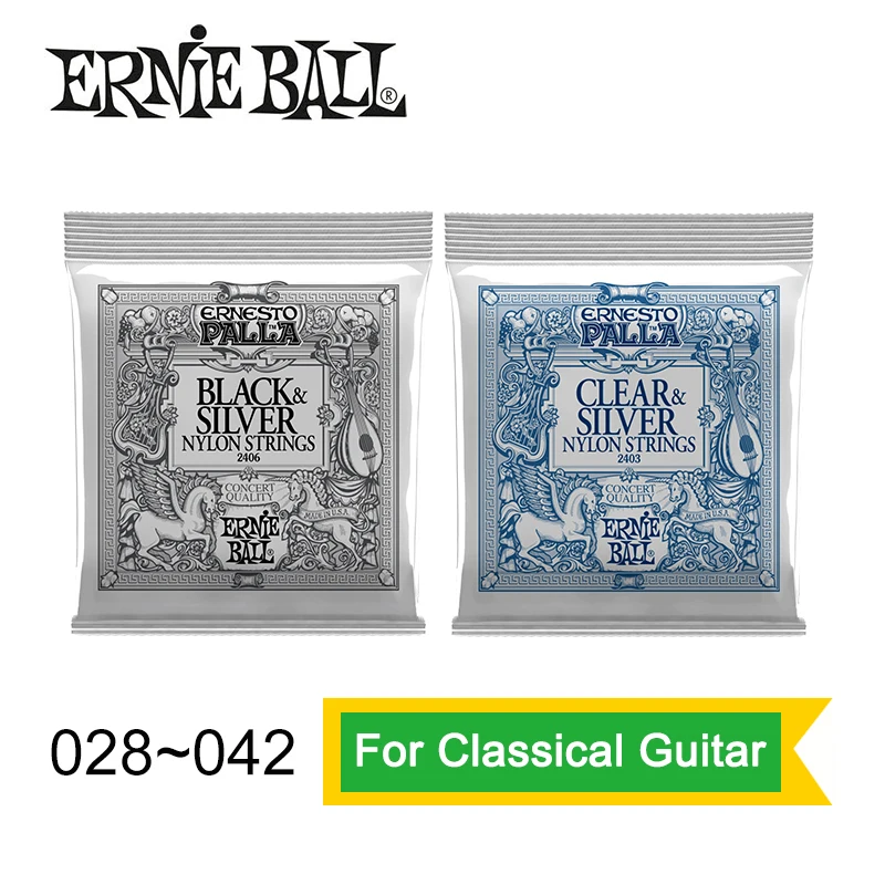 Ernie Ball 2406/2403 Ernesto Palla Nailon Clar și Argint Clasica, Chitara Siruri de caractere 028-042