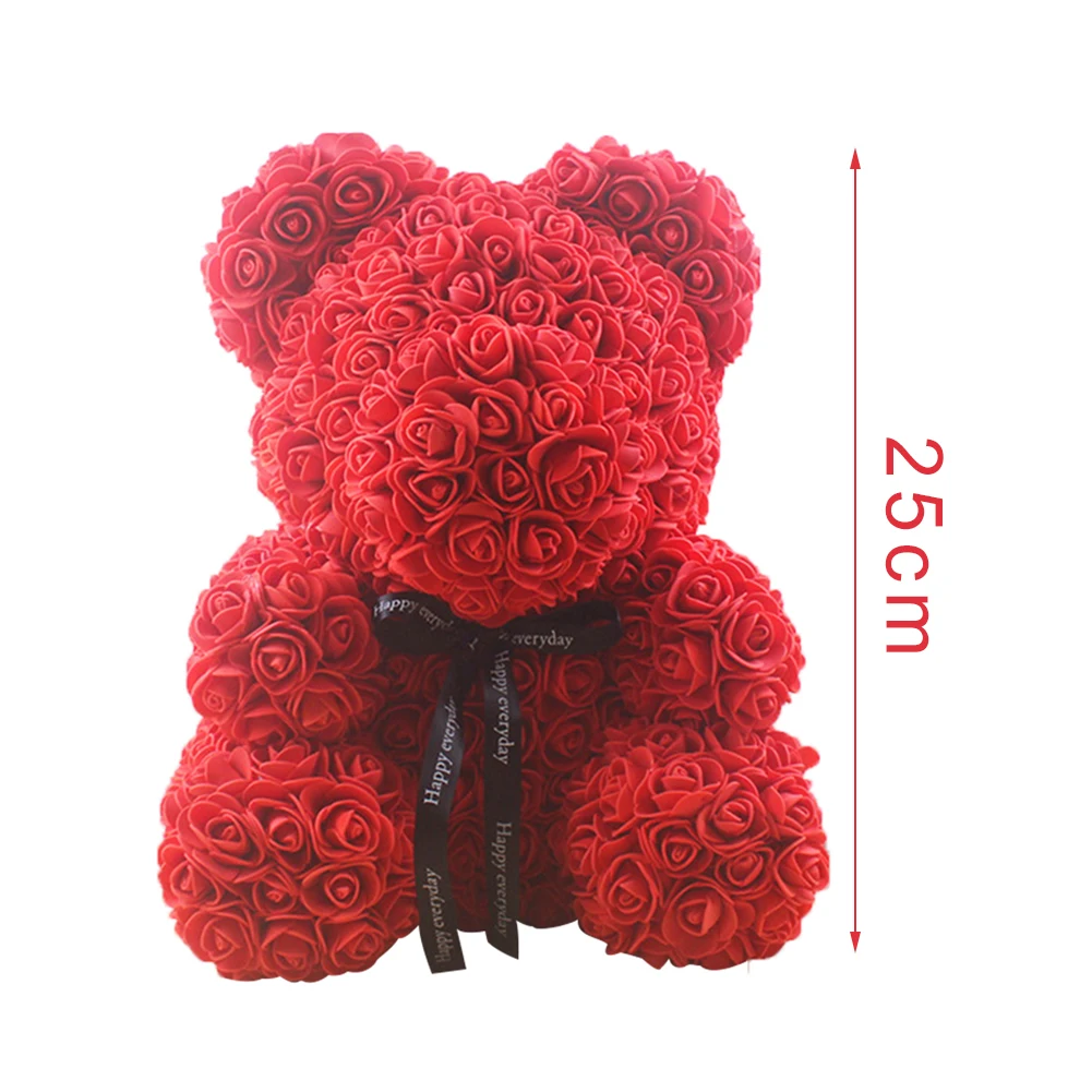 25cm Crescut Teddy Bear Artificiale de Trandafir Flori Decor Petrecere a Crescut Urs Nunta, Ziua de nastere Cadou de Ziua Îndrăgostiților Pentru Femeie și Fată