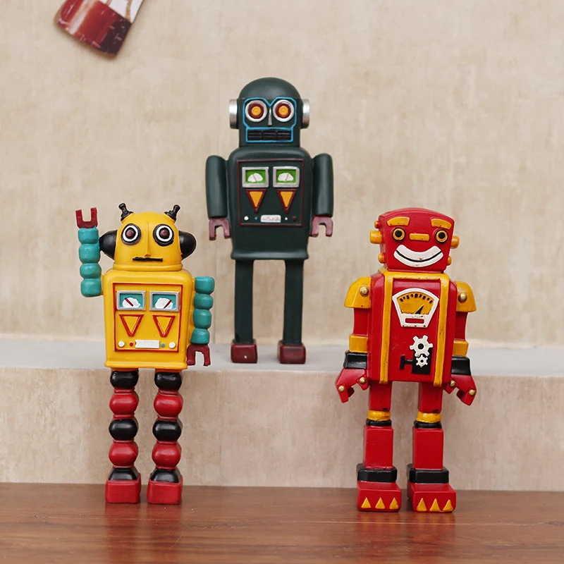 Robot desene animate Rășină Model de Camera pentru Copii Decor Retro Cabinet Magazin de Îmbrăcăminte pentru Copii Decoratiuni Cadou de Ziua Meserii