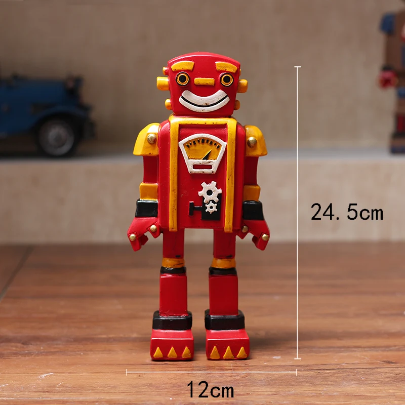 Robot desene animate Rășină Model de Camera pentru Copii Decor Retro Cabinet Magazin de Îmbrăcăminte pentru Copii Decoratiuni Cadou de Ziua Meserii