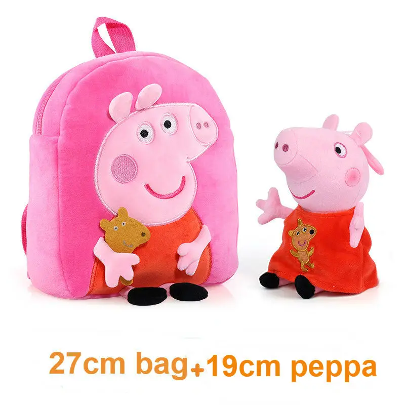 2 buc/set Reale peppa pig George 27cm rucsac 19cm pluș sac de jucarie pentru copii geanta de umar umplute papusa de plus cadou de aniversare pentru copii