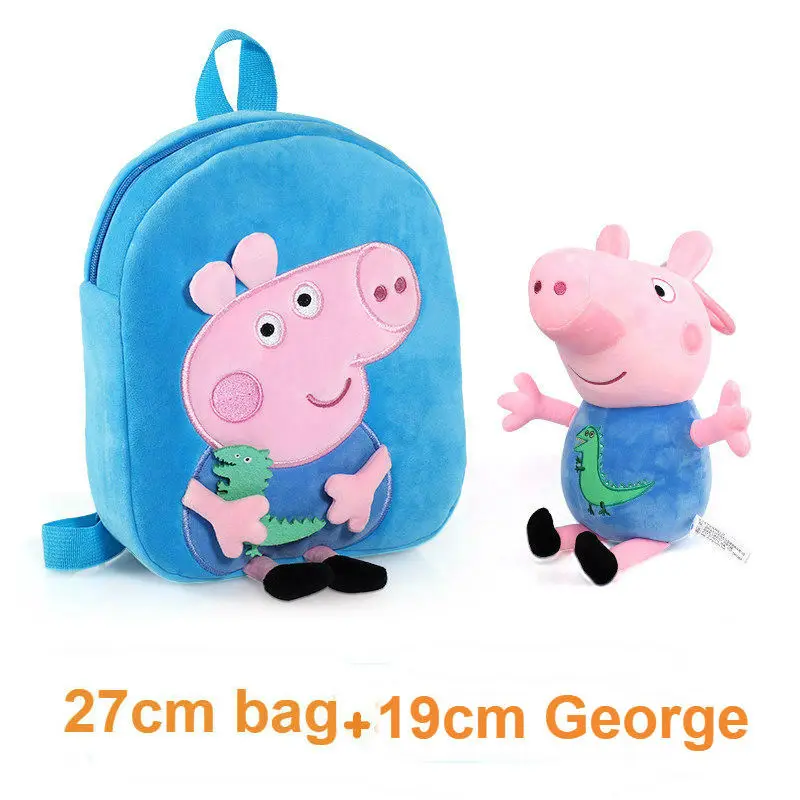 2 buc/set Reale peppa pig George 27cm rucsac 19cm pluș sac de jucarie pentru copii geanta de umar umplute papusa de plus cadou de aniversare pentru copii