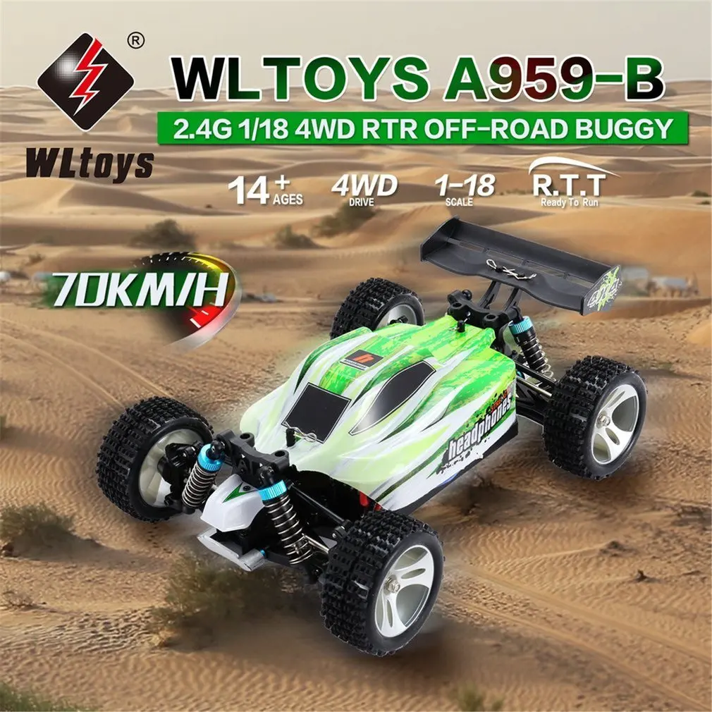WLtoys A959B 2.4 G 1/18 Proporțional Deplin Control de la Distanță 4WD Vehicul 70KM/h Viteza Mare Electric RTR Off-road Buggy RC Masina