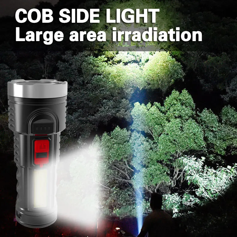 8000LM Puternic USB Reîncărcabilă Lanterna+COB lumina Partea 4Modes Lanterna LED-uri cu Built-in Baterie rezistent la apa Lanterna Tactice