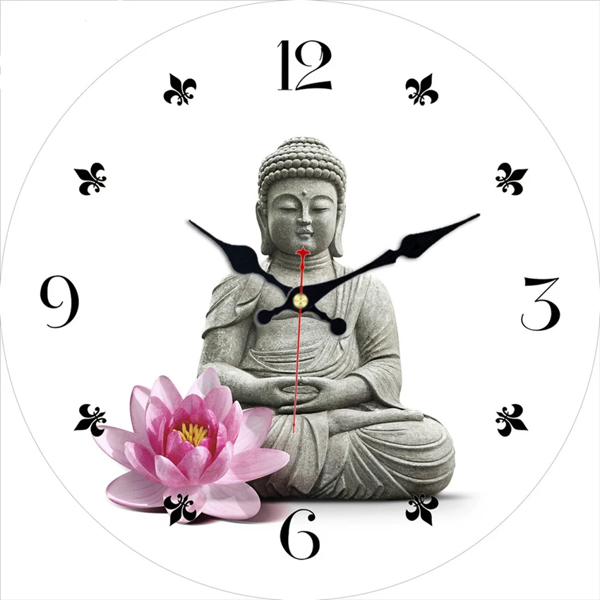 WONZOM Buddha Design Ceas cu Cifre arabe de Carton Ceas de Perete,Silențios și Non-Bifarea Caracteristică,Stil Antic Pentru Bucatarie Birou Acasă