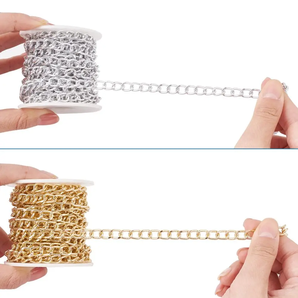 2rolls/set Aluminiu Unwelded Răsucite Lanțuri de Bordură cu Bobine Lanț pentru a face bijuterii DIY brățară colier 10x6.5x1.8mm