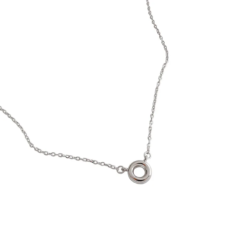 Real argint 925 mini cerc pandantive coliere pentru femei, minimalist de culoare de aur cravată colier de lanț de gât bijuterii