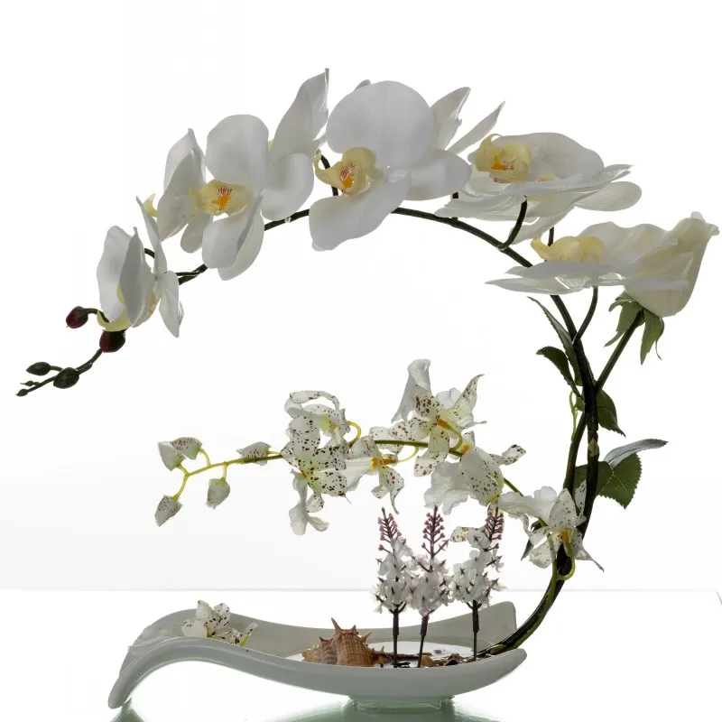 Fluture Orhidee, Flori Artificiale Set De Fals Flori Vaze Ceramice Ornament Phalaenopsis Figurina Mobilier Acasă Decorare Ambarcațiuni