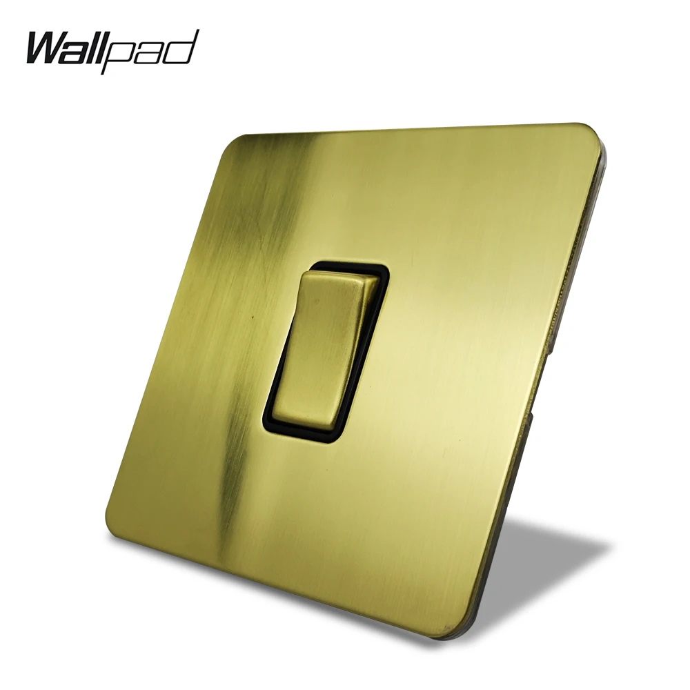 Wallpad Satin Gold 1 Banda 1 Mod sau 2 Modul Electric de Perete de Lumină basculantă Periat Alamă Oțel Inoxidabil Panou de Metal Buton