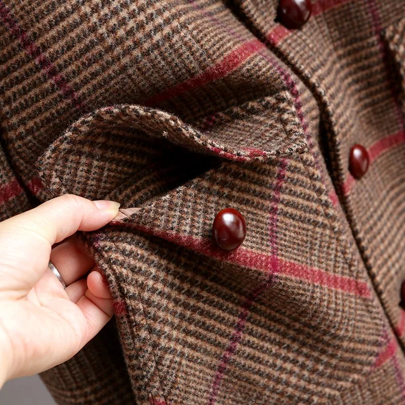 Stil Britanic Epocă Zăbrele Tweed Sacou Mens Pieptul Singur Costum Jachete De Toamna Cu Maneca Lunga Slim Fit Pocket Casual Îmbrăcăminte