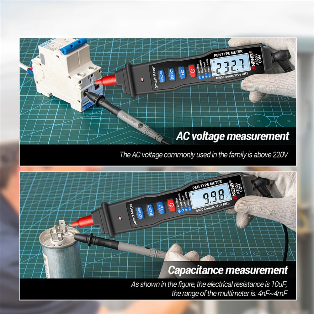ANENG A3003 Multimetru Digital Tip Stilou Metru cu Non Contact AC/DC Tensiune Curent Rezistență Capacitate Hz Tester Tools