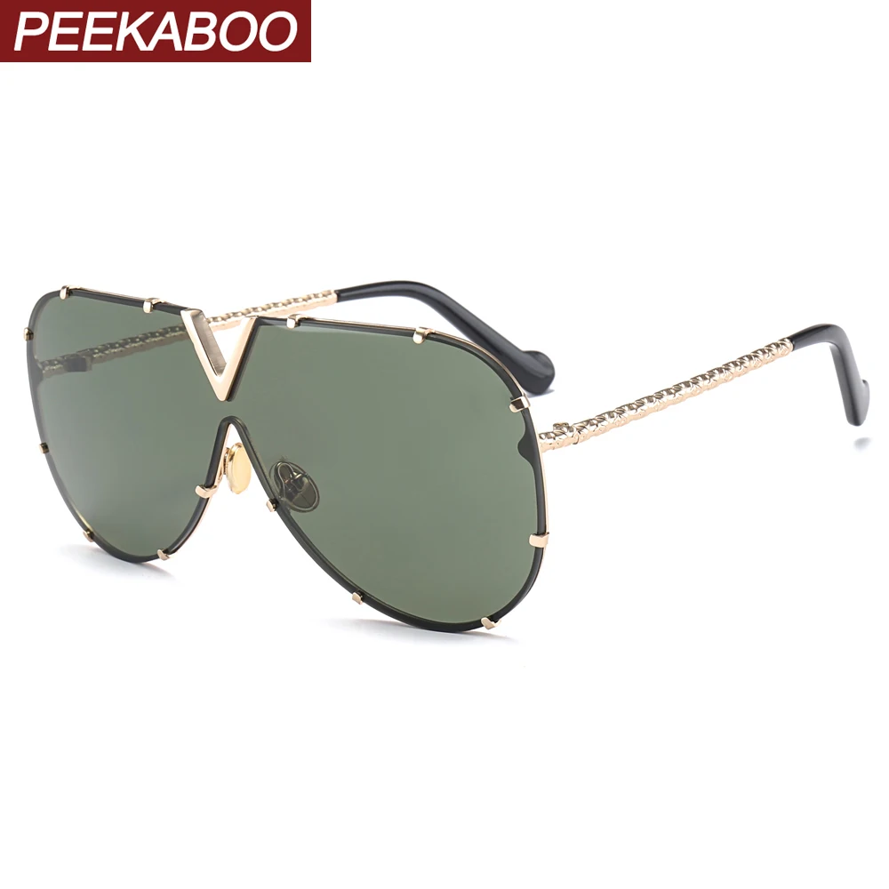 Peekaboo verde una bucata ochelari de soare barbati supradimensionate cadru metalic mare pentru femei ochelari de soare oglindă de aur albastru articole pentru cadouri uv400 fierbinte