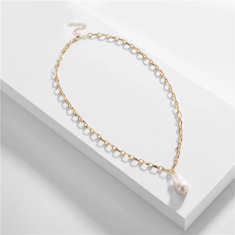 Elegant reale de apă dulce Colier de perle de Culoare de Aur Incuietoare Comutare Boho stil Baroc, Colier de Perle pentru Femei Doamnelor Design Unic