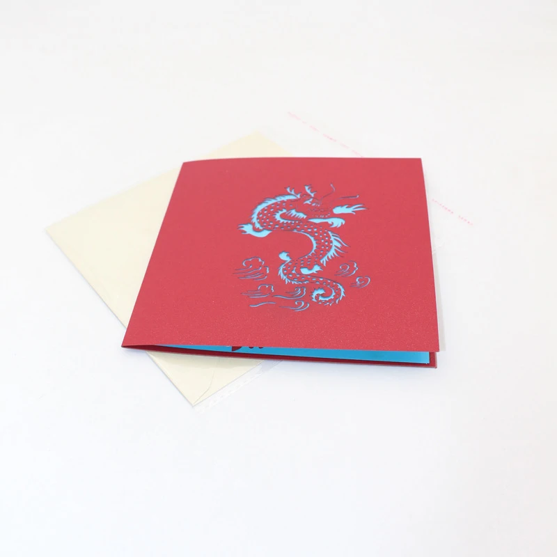 3D Manual de Cultura Tradițională Chineză de bun augur Nori Dragon de Hârtie Invitație, Felicitare, carte Poștală Prieteni Cadou de Afaceri