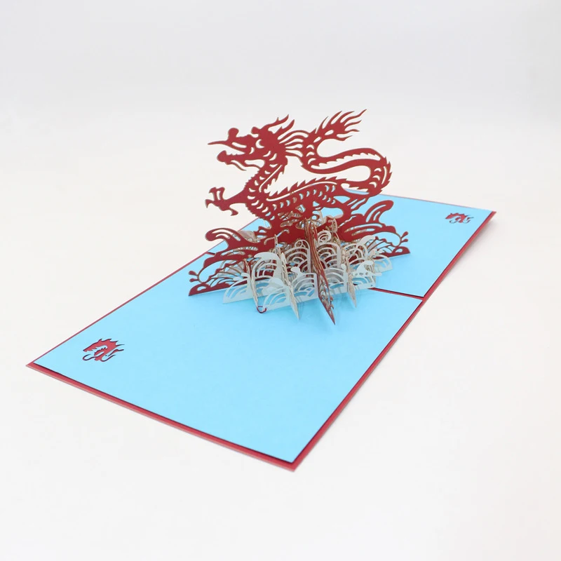 3D Manual de Cultura Tradițională Chineză de bun augur Nori Dragon de Hârtie Invitație, Felicitare, carte Poștală Prieteni Cadou de Afaceri