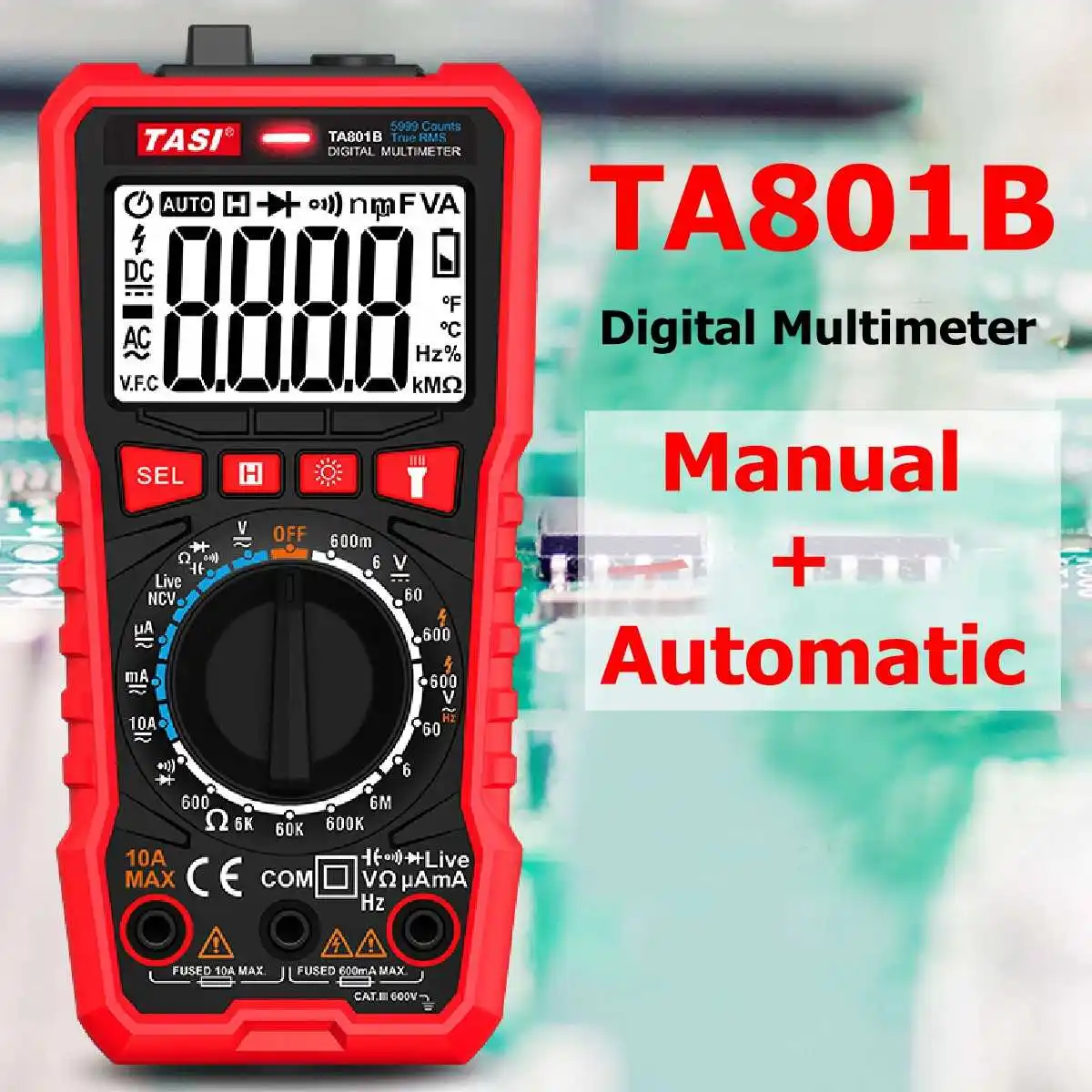 TA801B True-RMS NCV Multimetru Digital 6000 de capete de acuzare Auto Variind de la AC/DC tensiune de metru Flash de lumină Înapoi lumina Ecran Mare