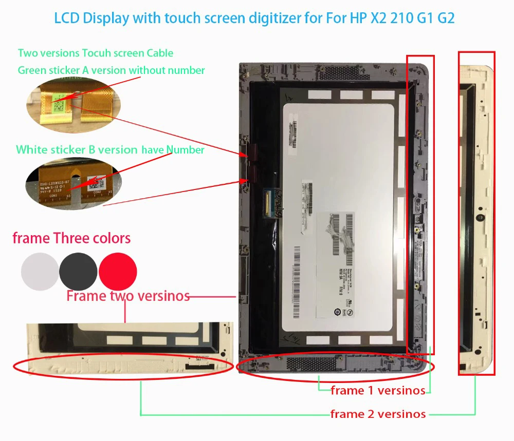 Noul Ecran LCD Ecran Lcd Cu Digitizer Touch Screen de Asamblare Pentru HP Pavilion Notebook x2 210 G2 G110-P001NV B101EAN01.8