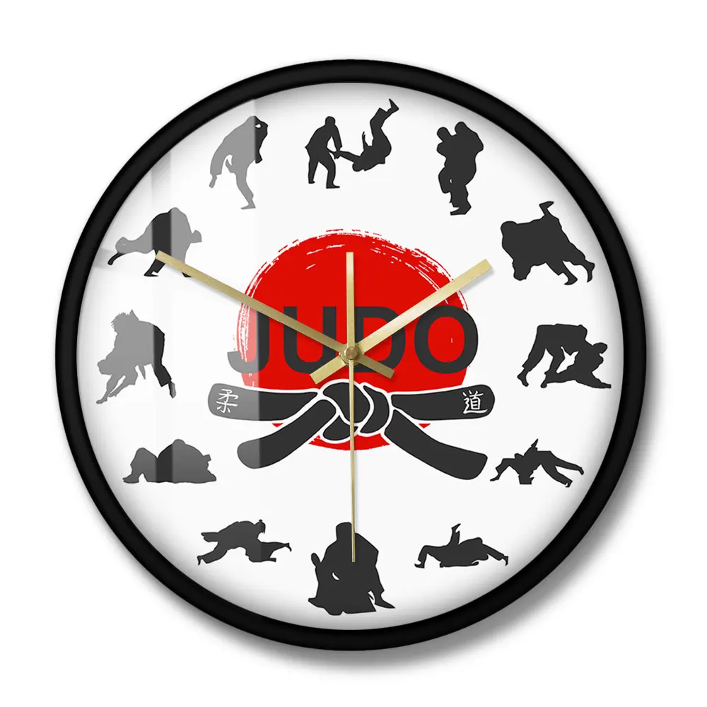 Artele Marțiale japoneze de Judo Ceas de Perete Camera Baieti Jiu-jitsu Sport de Luptă Art Decor Agățat Tăcut Non-bifarea Ceas de Perete Ceas