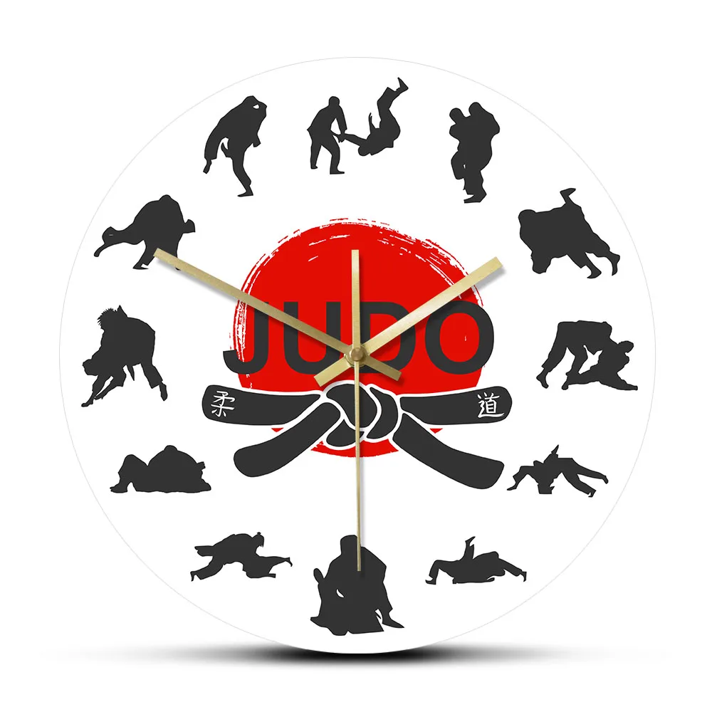 Artele Marțiale japoneze de Judo Ceas de Perete Camera Baieti Jiu-jitsu Sport de Luptă Art Decor Agățat Tăcut Non-bifarea Ceas de Perete Ceas