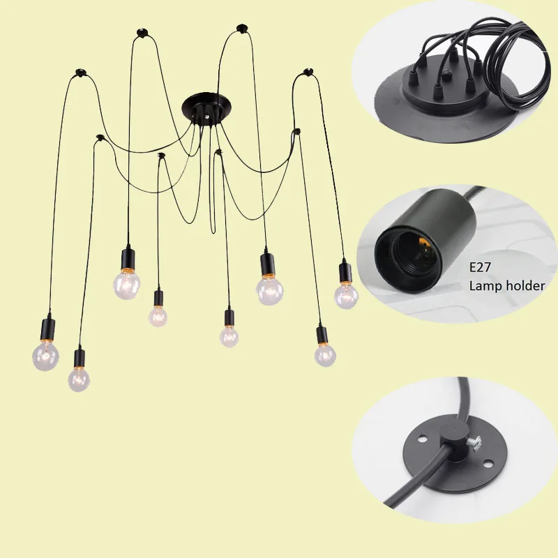 Vintage Spider Lampi Retro Edison Becul Candelabru Mordern Nordic Antic Agățat Reglabil DIY Lampă de Plafon