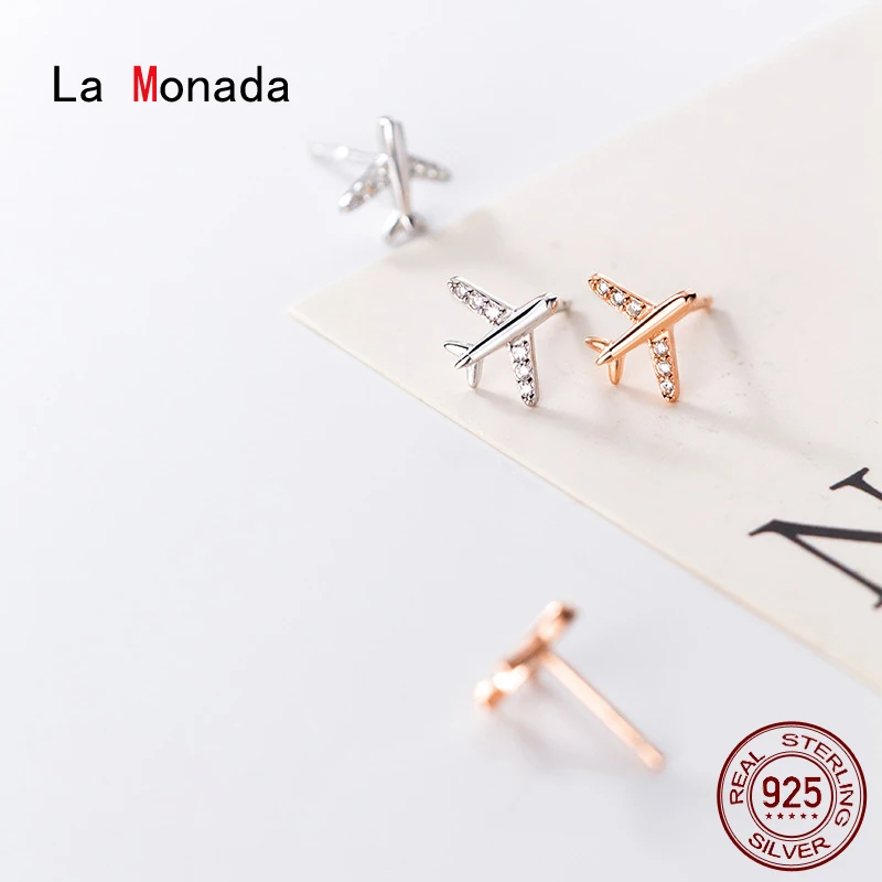 La Monada Mici Coreea Cercei Argint 925 Femei Geometrice Aeronave Sterling Silver Cercei Stud Pentru Fete Minimalist Bijuterii
