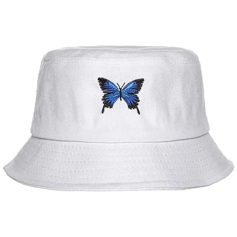 Unisex Vara Fluture Brodat Găleată Pălărie Harajuku Hip Hop Scurt Margine De Protectie Solara Packable Panama Pescar Capac