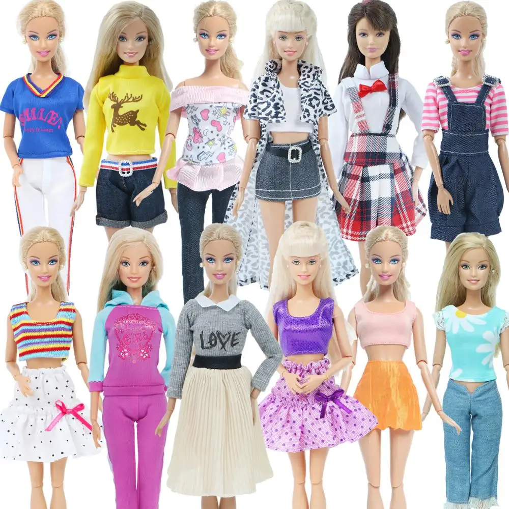 Alege aleator 15 Buc/Lot = 5x Manual Doamna Tinutele Stil Mixt Bluza Pantaloni + 10x Pantofi Haine pentru Barbie Papusa cu Accesorii de Jucarie