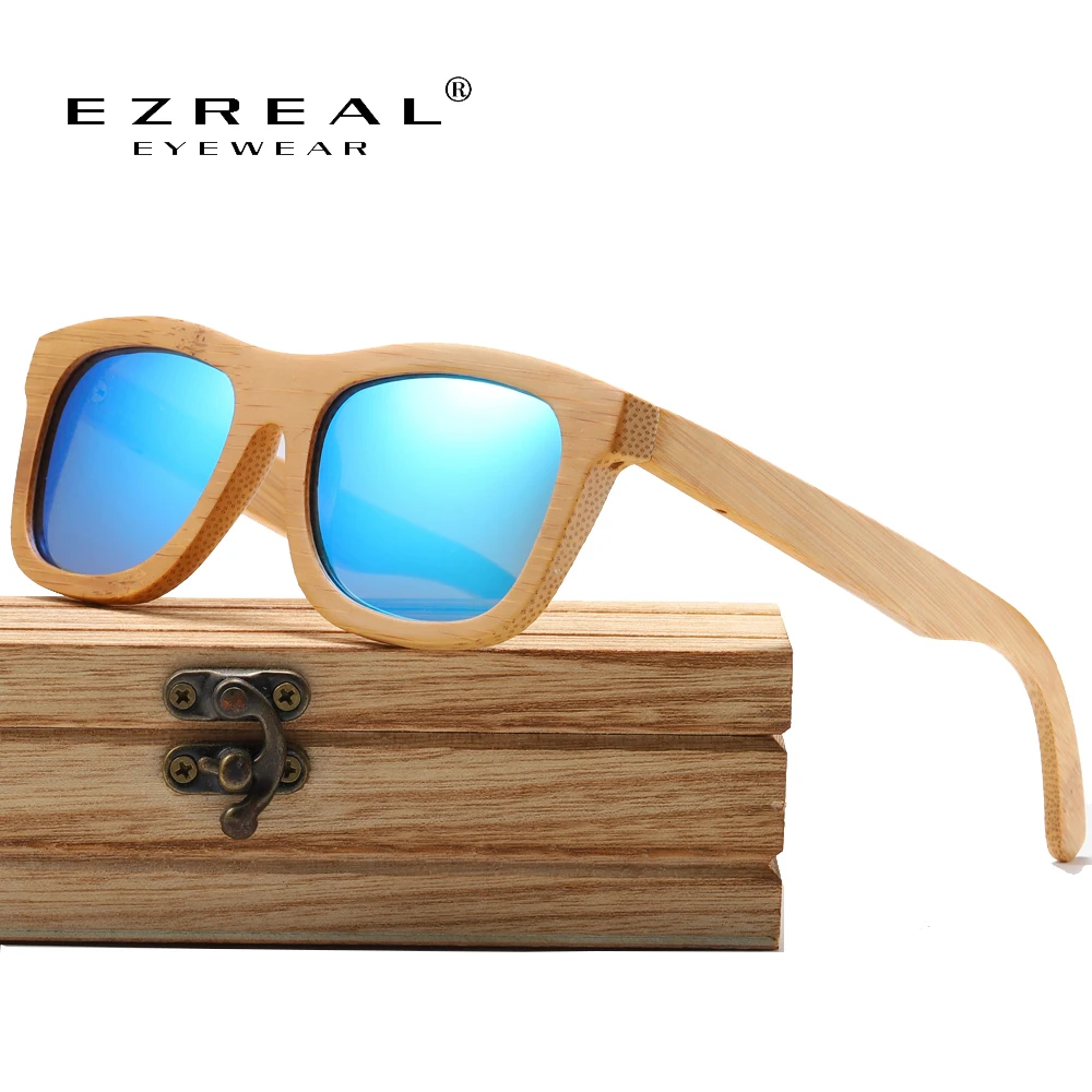 EZREAL Design de Brand Polarizat ochelari de Soare din Lemn lucrate Manual Naturale de Bambus Cadru Ochelari de S1725
