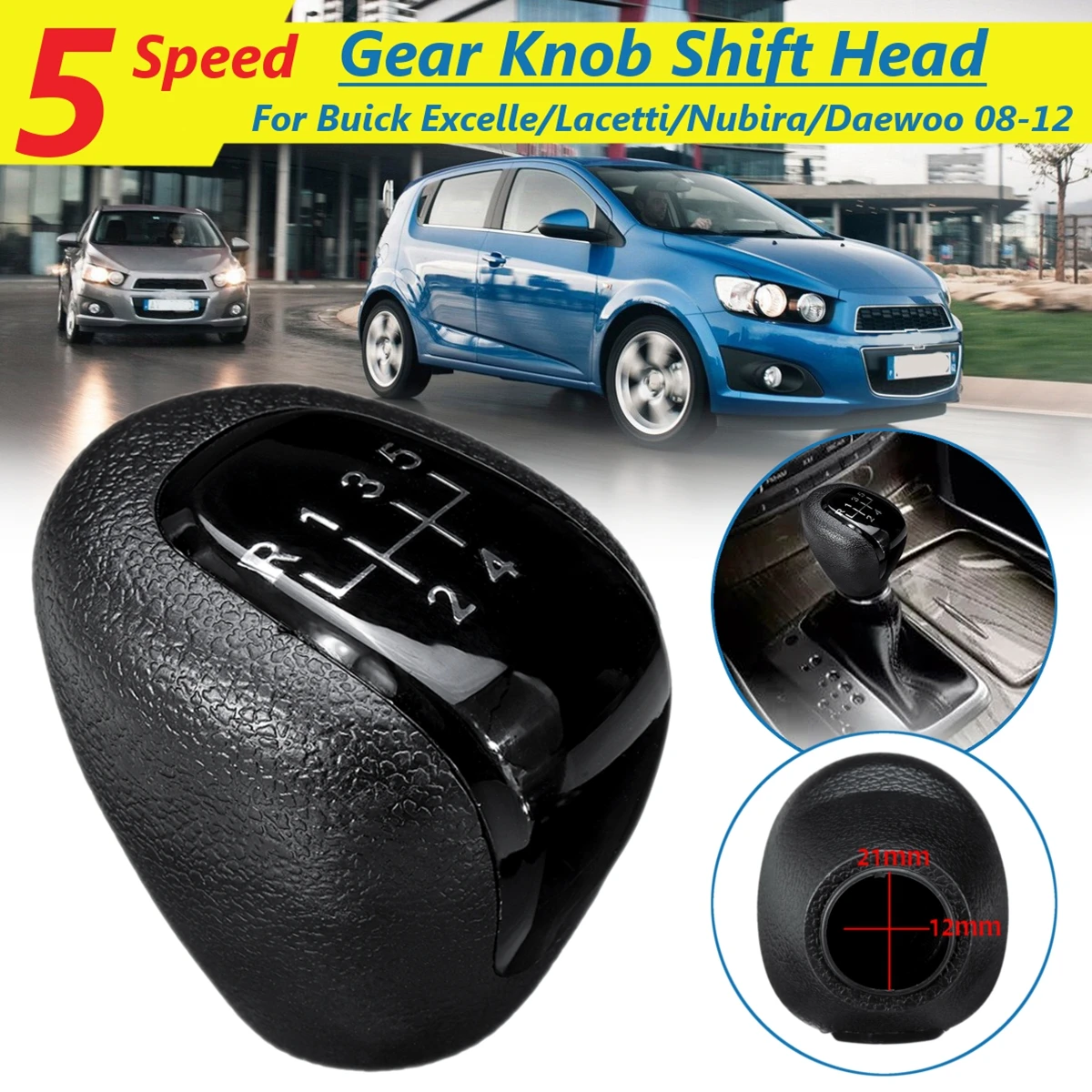 5 trepte de Viteză Auto Gear Shift Knob Pentru Buick Excelle Lacetti Nubira Daewoo 2008-2012 Pentru Chevrolet AVEO POMO 2009-2013 Pentru Fiat Piele