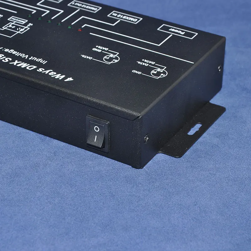 DMX Distribuitor de Semnal Controler cu LED-uri,din Aluminiu Negru Coajă de ieșire 4channels AC100-240V 4W,Intrare 1 CH DMX512 Semnal Anod Comun