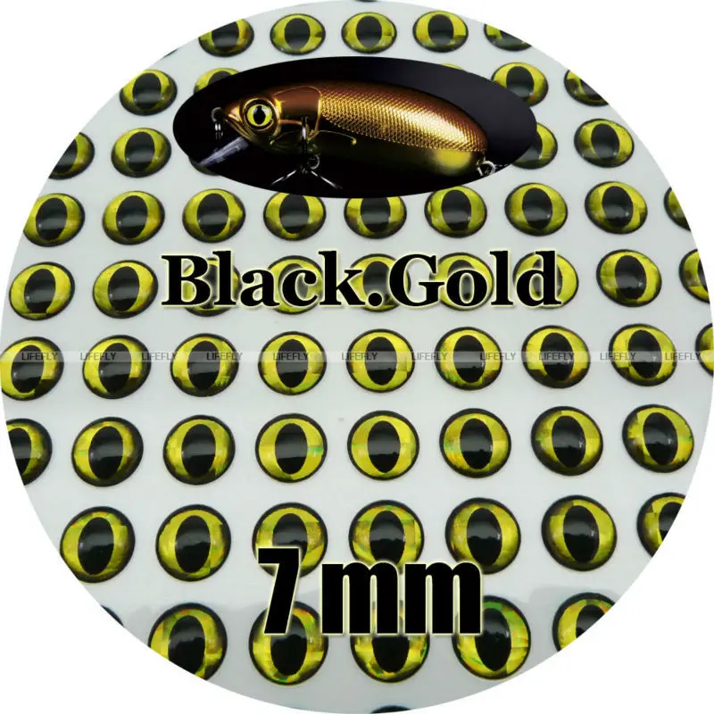 7mm 3D Cerc Negru, Aur / 700 Moale Turnate 3D Holografic Ochi de Pește Zbura Jig Nada