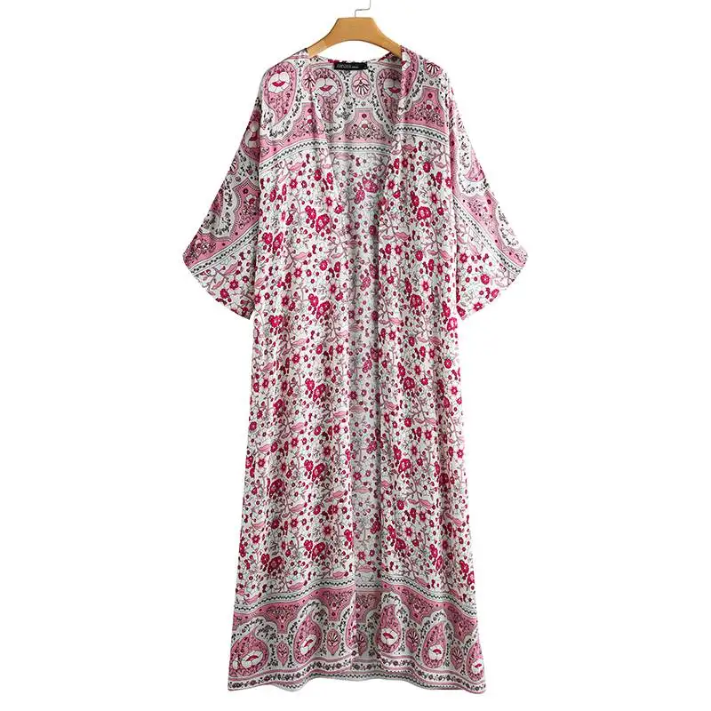 Moda Lungă Imprimate Topuri Femei Flroal Cardigan Bluza ZANZEA Casual cu Maneci Lungi Blusas de sex Feminin Kimono Cape Plus Dimensiune Tunica 5XL