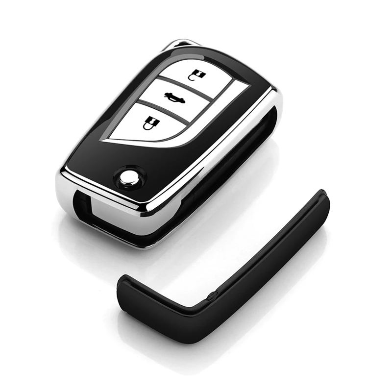 TPU moale 3 butoane Cheie de la Distanță Masina de Acoperire Coajă Mașină de caz-cheie pentru Toyota Avensis Corolla Verso Yaris Aygo Scion TC IM 2016