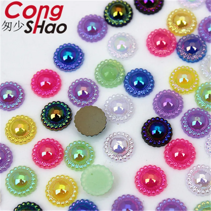 Cong Shao 500PCS 8mm AB Colorate Rundă de Floarea-soarelui Flatback Acrilice Stras de Cristal Pietre DIY Meșteșug Îmbrăcăminte Decor CS59