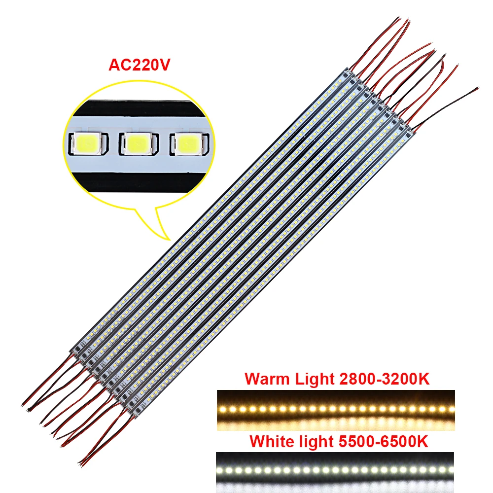 Benzi de lumină led AC220V profil aluminiu Bar LED Lumini de 2835 de Fundal pentru Bucătărie Lumină