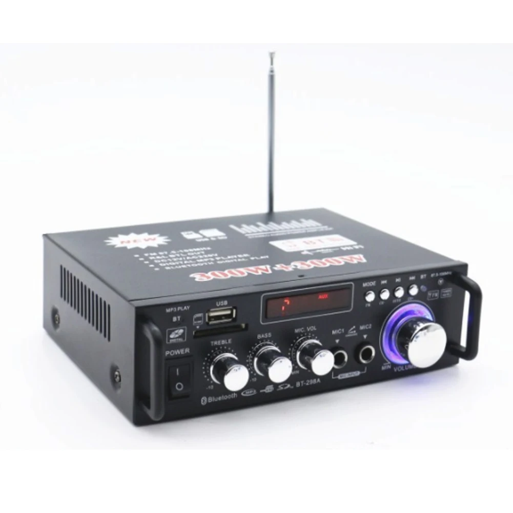 12V/220V 600W HIFI Auto Amplificator Audio Stereo de Putere bluetooth FM Radio 2 CANALE Home Theater Amplificatoare Mini Amplificador Audio