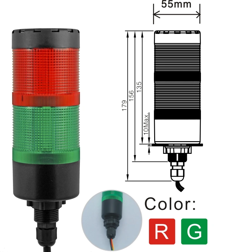 ELEWIND 55mm LED Semnal Turn Incontinous Lumină sau Lumină Continuă Cu Buzzer(YWJD-55A/D/2/RG/24V la 220V)