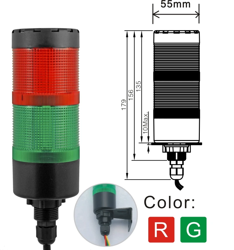 ELEWIND 55mm LED Semnal Turn Incontinous Lumină sau Lumină Continuă Cu Buzzer(YWJD-55A/D/2/RG/24V la 220V)