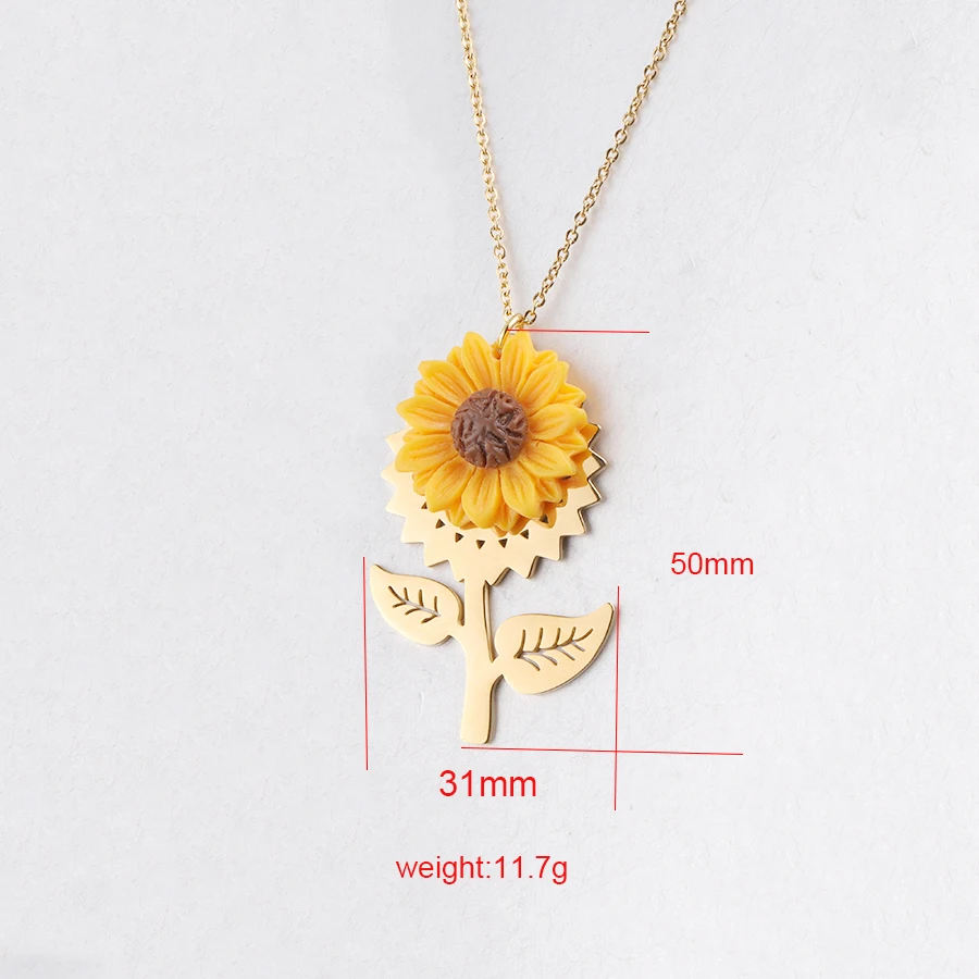 Fnixtar Rășină de Floarea Soarelui Colier din Oțel Inoxidabil de Floarea-soarelui Pandantiv Colier pentru Femei cu Personalitate Cadou Bijuterii 10Piece/lot