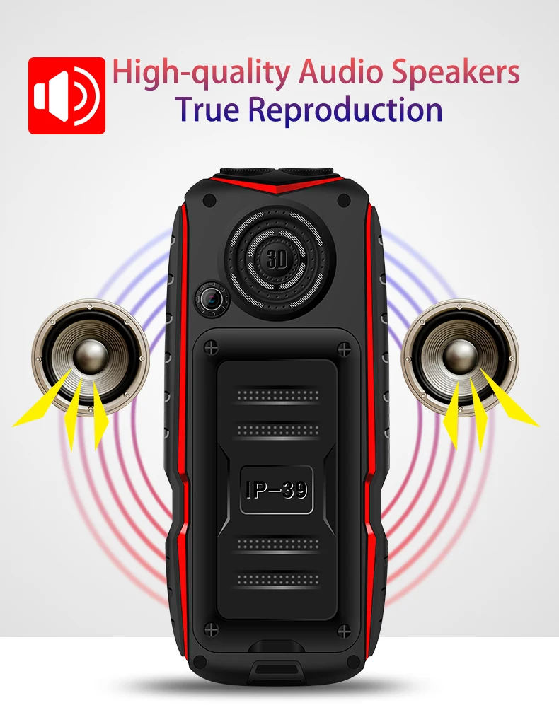 Ieftine Rugged Power Bank Telefon K T3 baterie Mare de 2.4 Inch Dual Lanterna, Telefon Mobil, O tastă de Apelare Bluetooth radio FM Telefonul