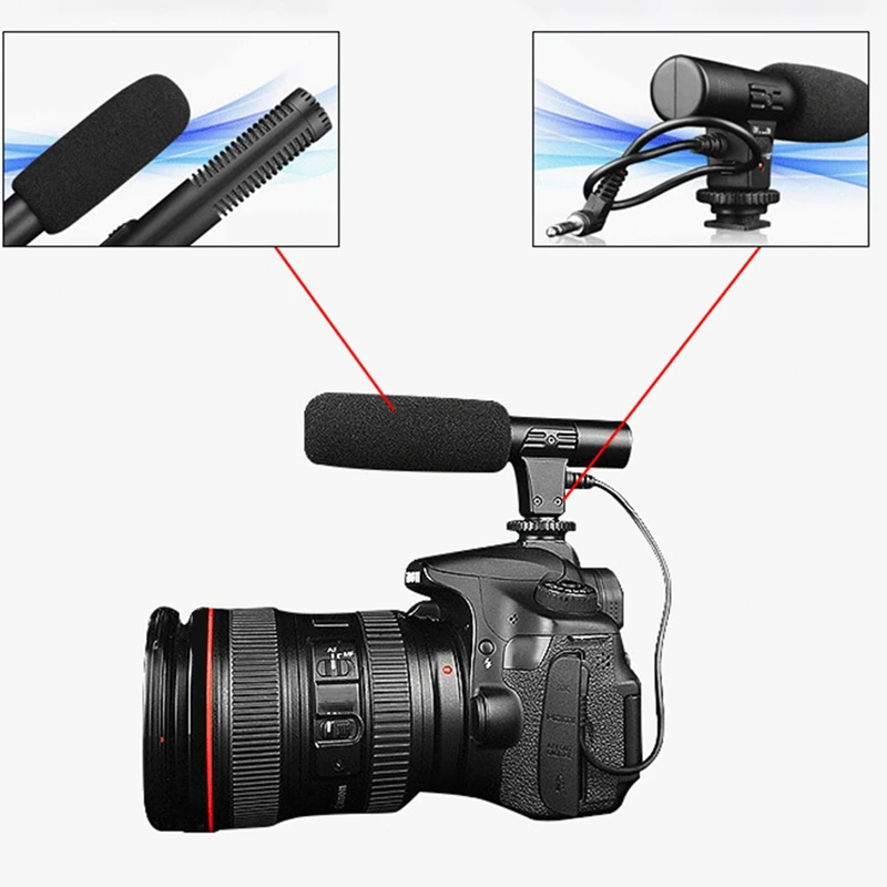 Microfon Stereo Camera Microfon Condensator Camera Video Interviu Microfon pentru Nikon Canon DSLR Calculator