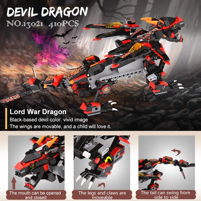 Yeshin 13018 13019 13021 13022 Thunder Dragon Storm Lord Dragon Dragon Război Kungfu Dragon Set De Blocuri Caramizi Copil Jucării